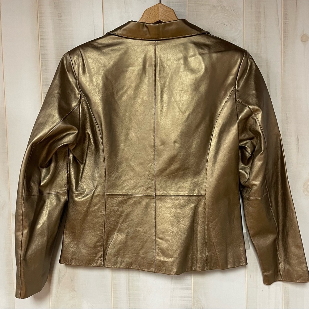 NWT Dialogue Bronze 100% Leather Blazer Jacket Sz L - Picture 2 of 7